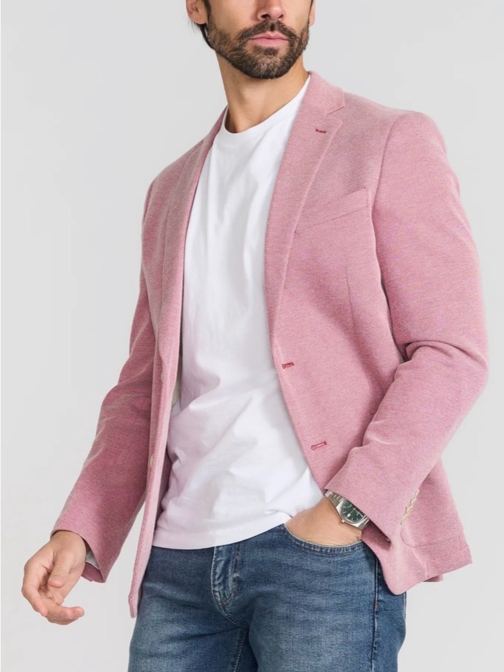 Saville Row Company Red & White Tweed Blazer
Jacket With Pockets Size Large Slim
